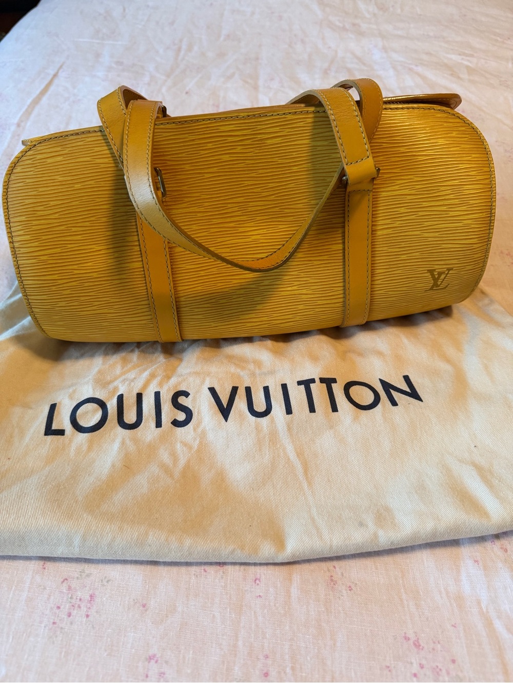 Authentic Louis Vuitton Tassil Yellow Epi Leather Soufflot Bag 2003